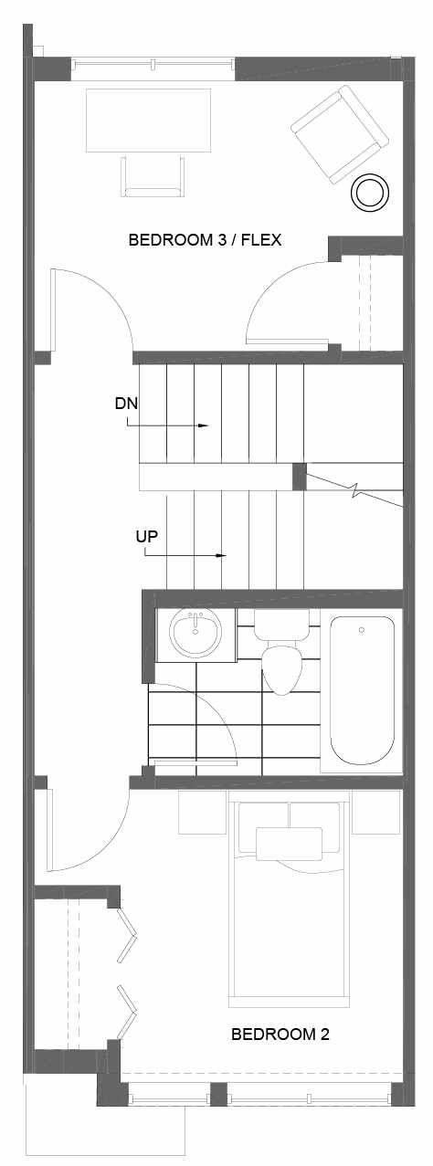 Second Floor Plan of 3015B 30th Ave W, One of the Lochlan Townhomes by Isola Homes in Magnolia