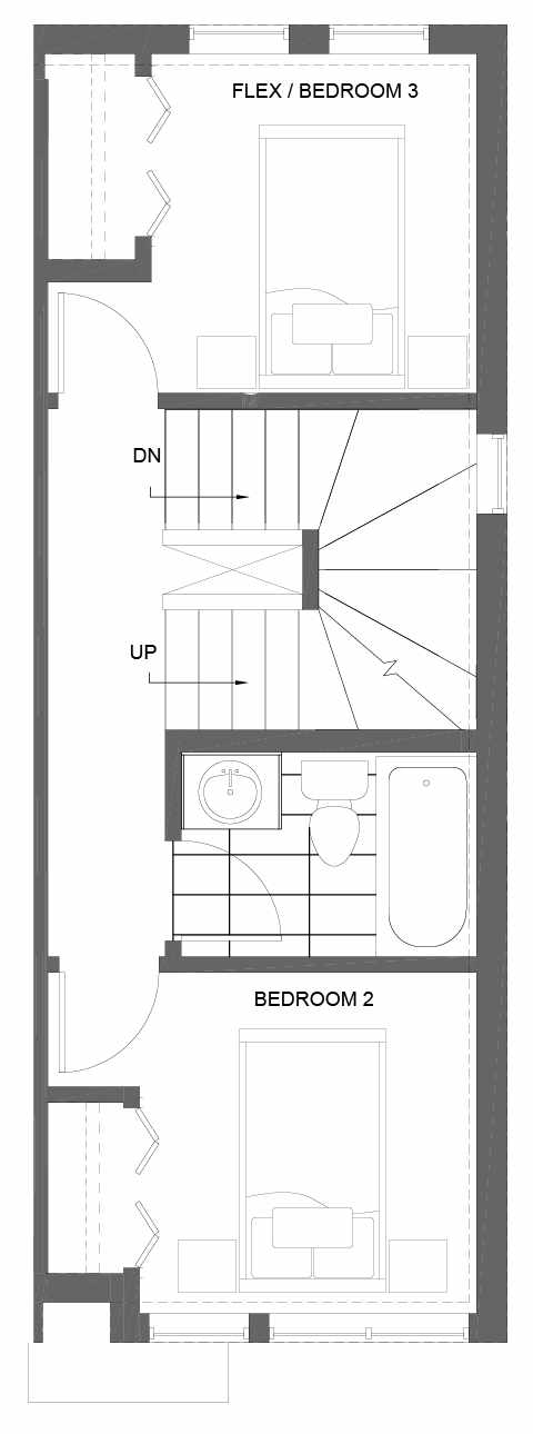 Second Floor Plan of 3015C 30th Ave W, One of the Lochlan Townhomes by Isola Homes in Magnolia