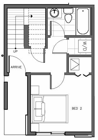 First Floor Plan of 321 Malden Ave E, One of the Mika Townhomes in Capitol Hill by Isola Homes