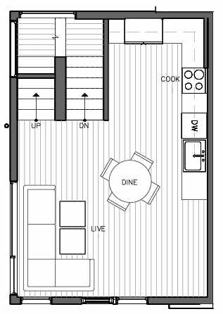 Second Floor Plan of 321 Malden Ave E, One of the Mika Townhomes in Capitol Hill by Isola Homes