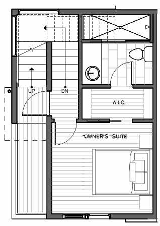 Third Floor Plan of 321 Malden Ave E, One of the Mika Townhomes in Capitol Hill by Isola Homes