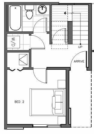 First Floor Plan of 323 Malden Ave E, One of the Mika Townhomes in Capitol Hill by Isola Homes