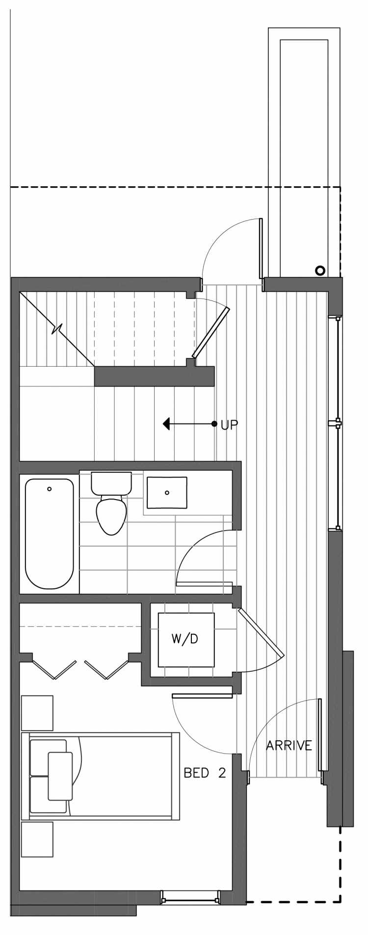 First Floor Plan of 3236A 14th Ave W, One of the Harloe Townhomes in North Queen Anne by Isola Homes