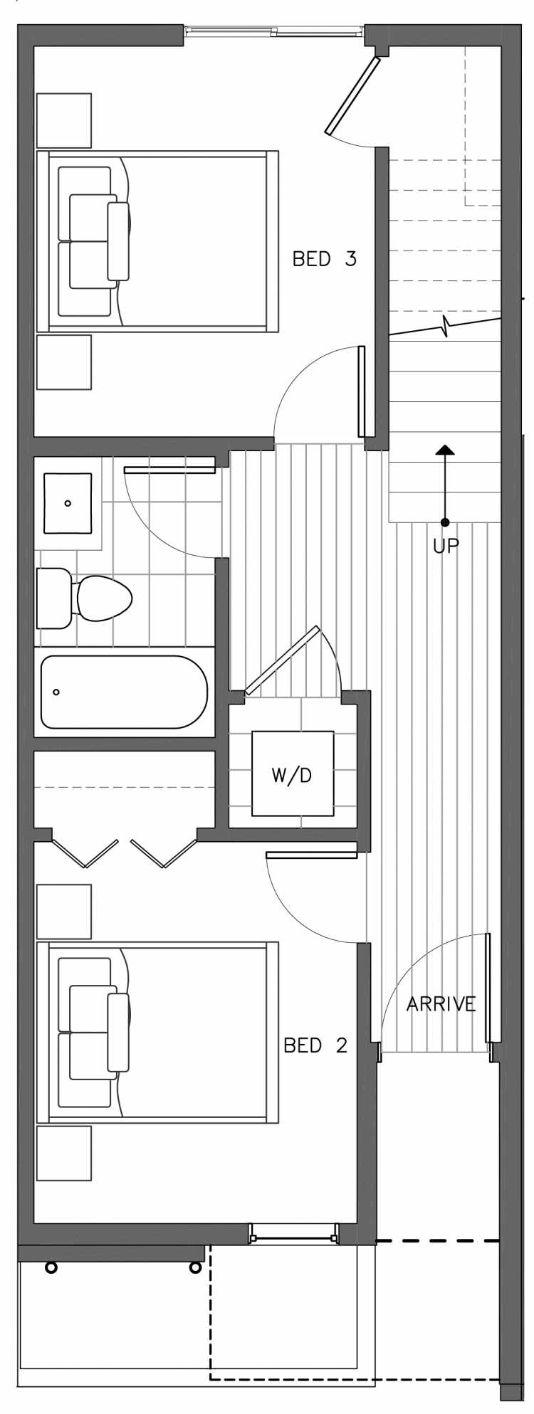 First Floor Plan of 3236B 14th Ave W, One of the Harloe Townhomes in North Queen Anne by Isola Homes