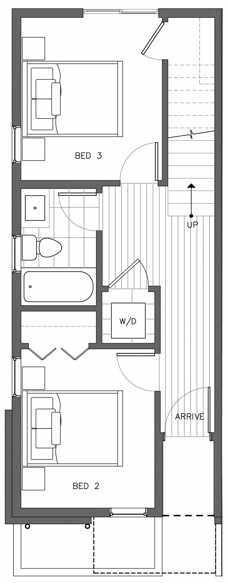 First Floor Plan of 3236C 14th Ave W, One of the Harloe Townhomes in North Queen Anne by Isola Homes