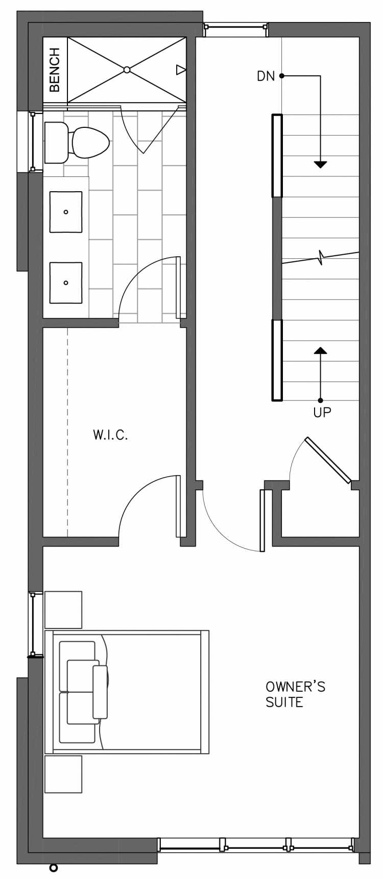 Third Floor Plan of 3236C 14th Ave W, One of the Harloe Townhomes in North Queen Anne by Isola Homes