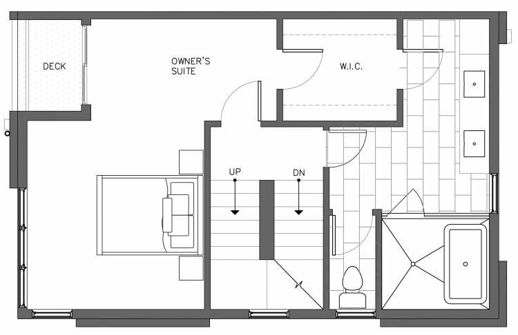 Third Floor Plan of 3238A 14th Ave W, One of the Harloe Townhomes in North Queen Anne by Isola Homes