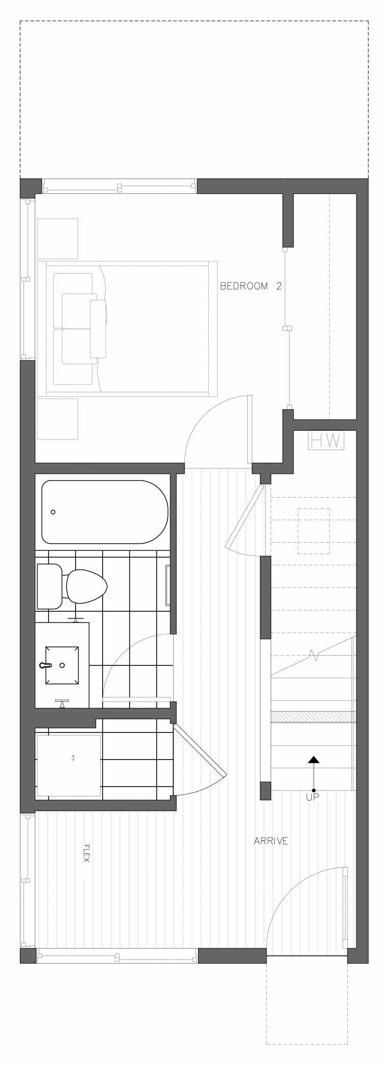 First Floor Plan of 3406A 15th Ave W, One of the Arlo Townhomes in North Queen Anne