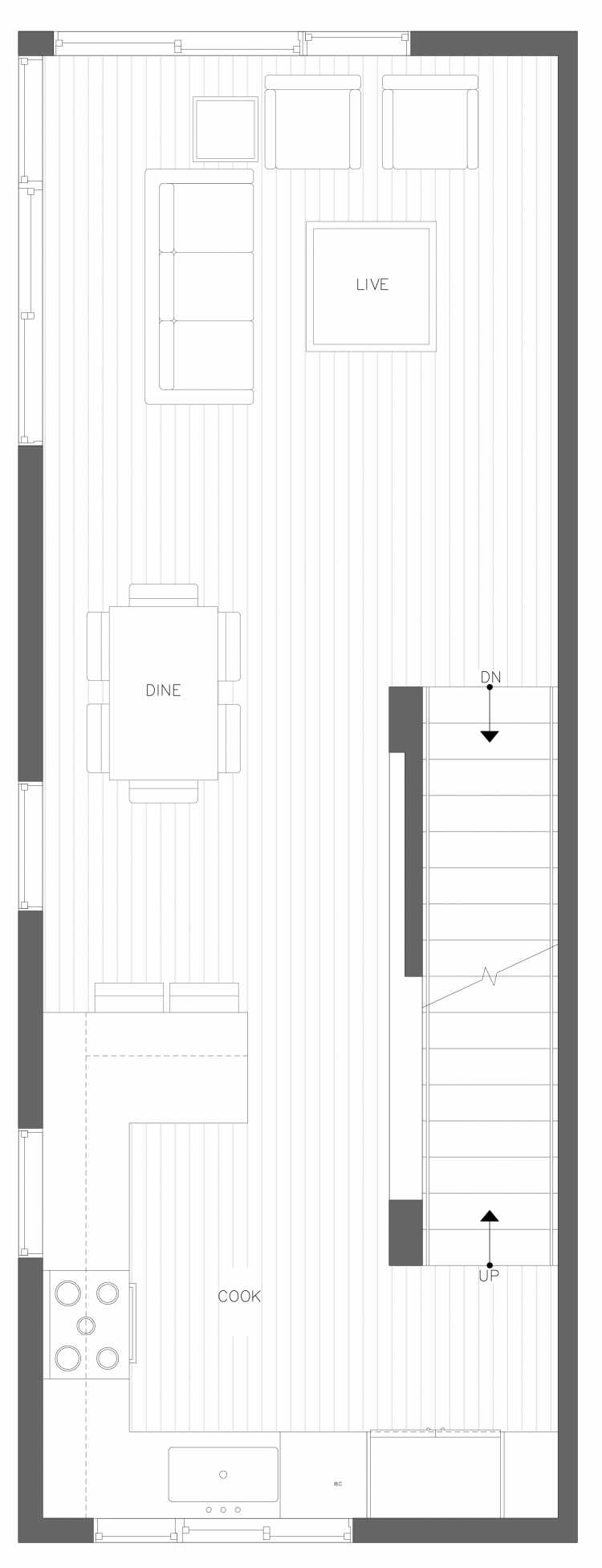 Second Floor Plan of 3406A 15th Ave W, One of the Arlo Townhomes in North Queen Anne