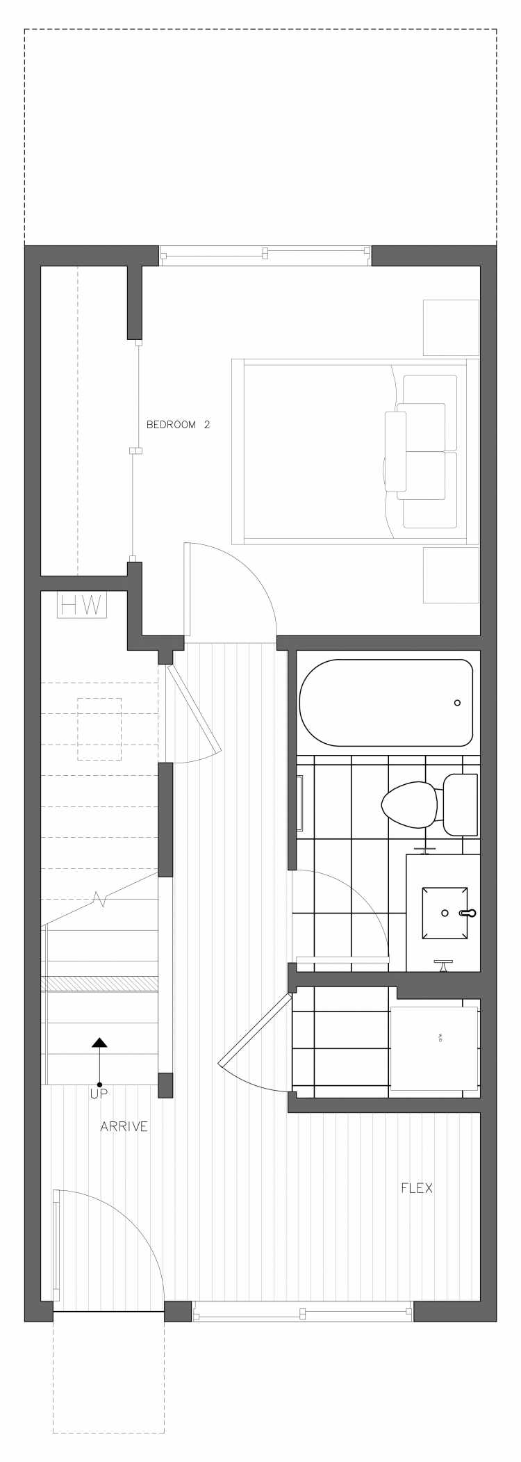 First Floor Plan of 3406B 15th Ave W, One of the Arlo Townhomes in North Queen Anne