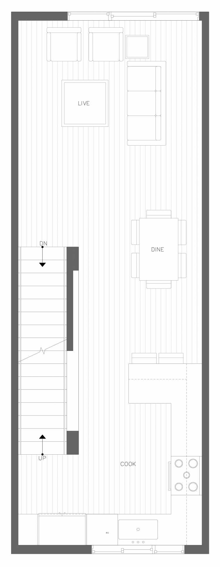 Second Floor Plan of 3406B 15th Ave W, One of the Arlo Townhomes in North Queen Anne