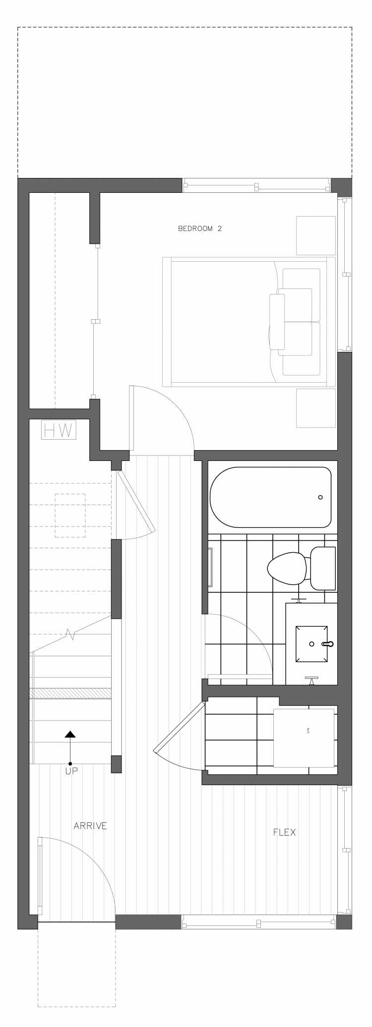 First Floor Plan of 3406D 15th Ave W, One of the Arlo Townhomes in North Queen Anne