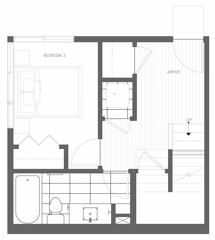 First Floor Plan of 3408A 15th Ave W, One of the Arlo Townhomes in North Queen Anne