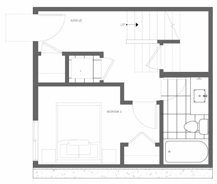 First Floor Plan of 3408B 15th Ave W, One of the Arlo Townhomes in North Queen Anne