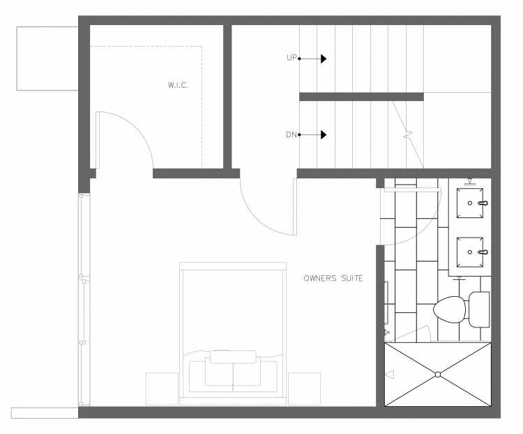 Second Floor Plan of 3408B 15th Ave W, One of the Arlo Townhomes in North Queen Anne