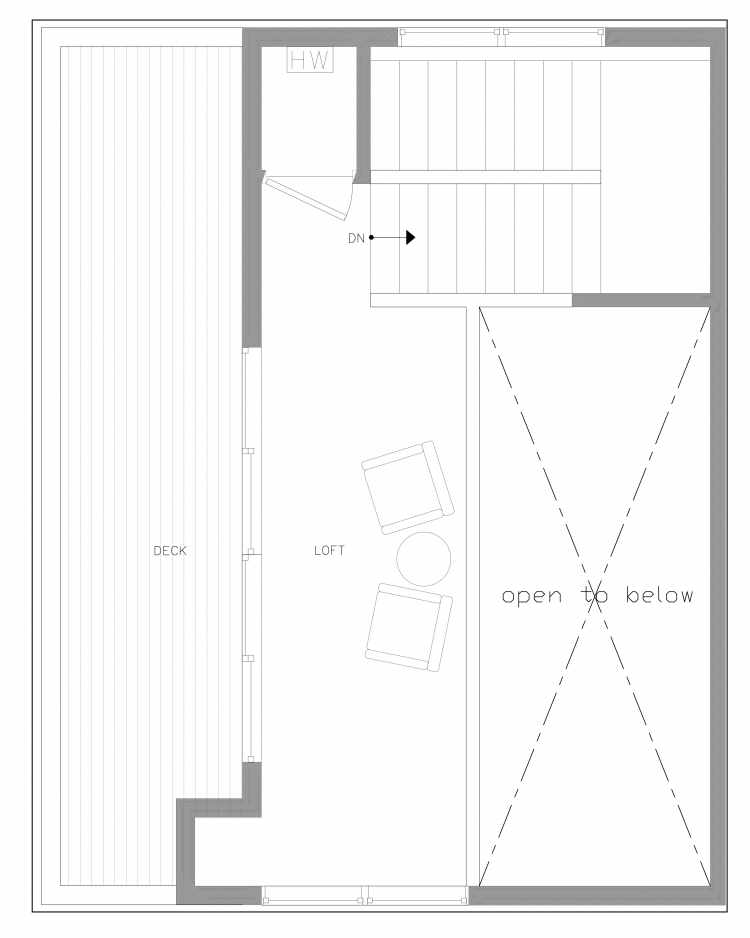 Roof Deck Floor Plan of 3408B 15th Ave W, One of the Arlo Townhomes in North Queen Anne