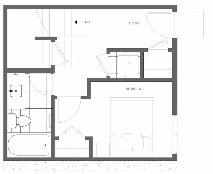 First Floor Plan of 3412D 15th Ave W, One of the Arlo Townhomes in North Queen Anne