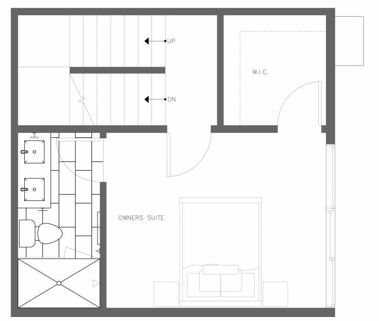Second Floor Plan of 3412D 15th Ave W, One of the Arlo Townhomes in North Queen Anne