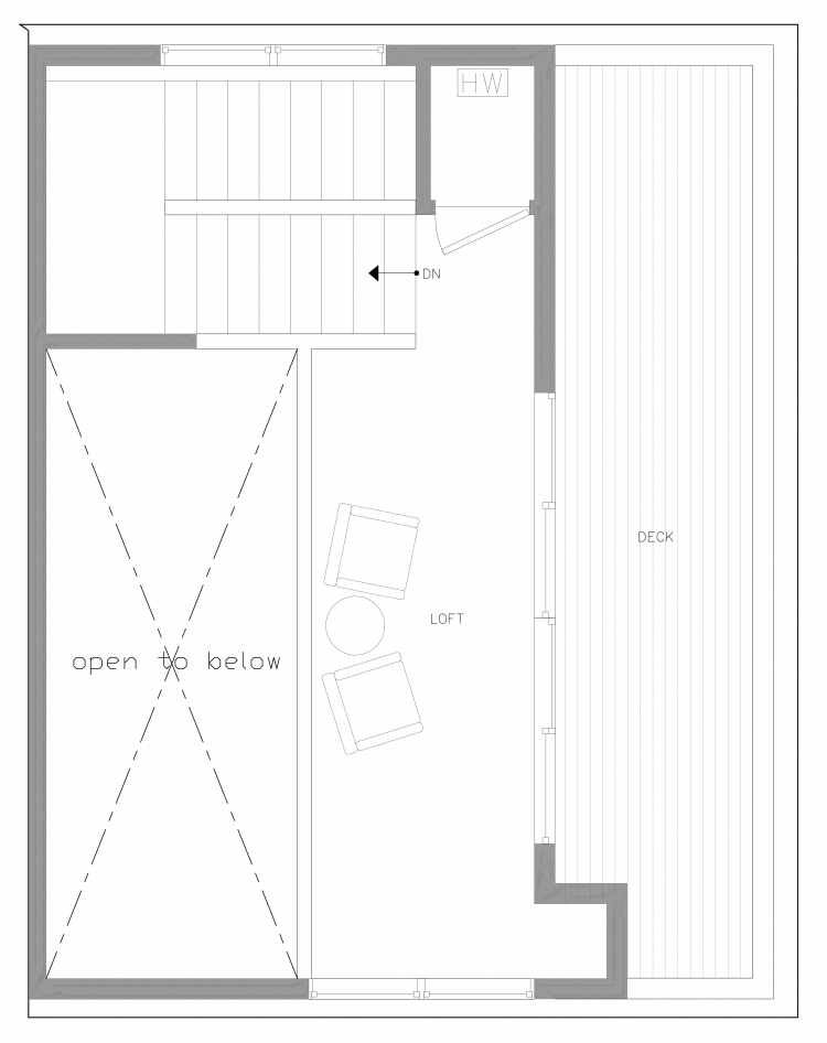 Roof Deck Floor Plan of 3412D 15th Ave W, One of the Arlo Townhomes in North Queen Anne