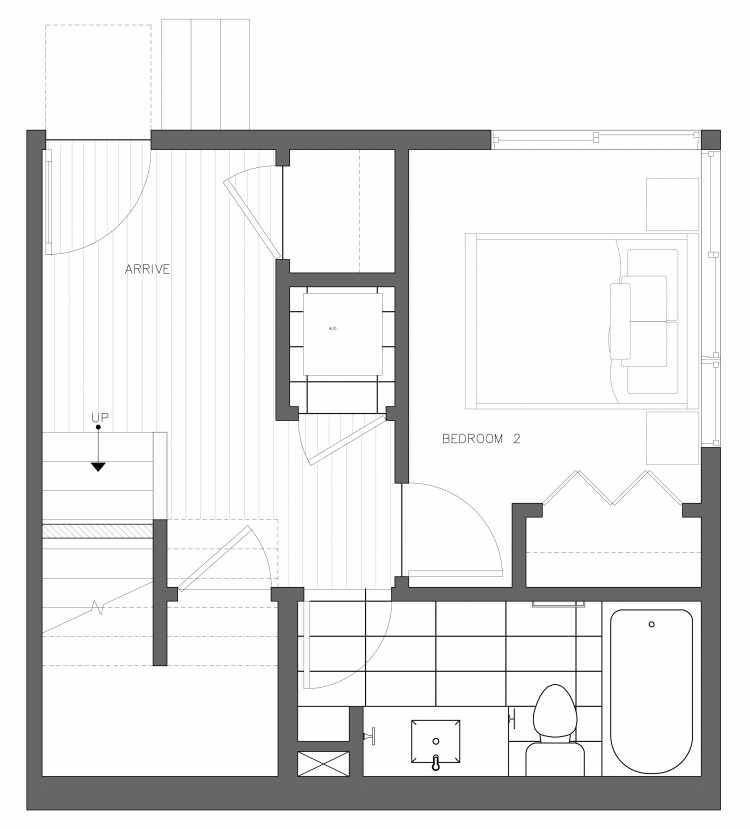 First Floor Plan of 3408D 15th Ave W, One of the Arlo Townhomes in North Queen Anne
