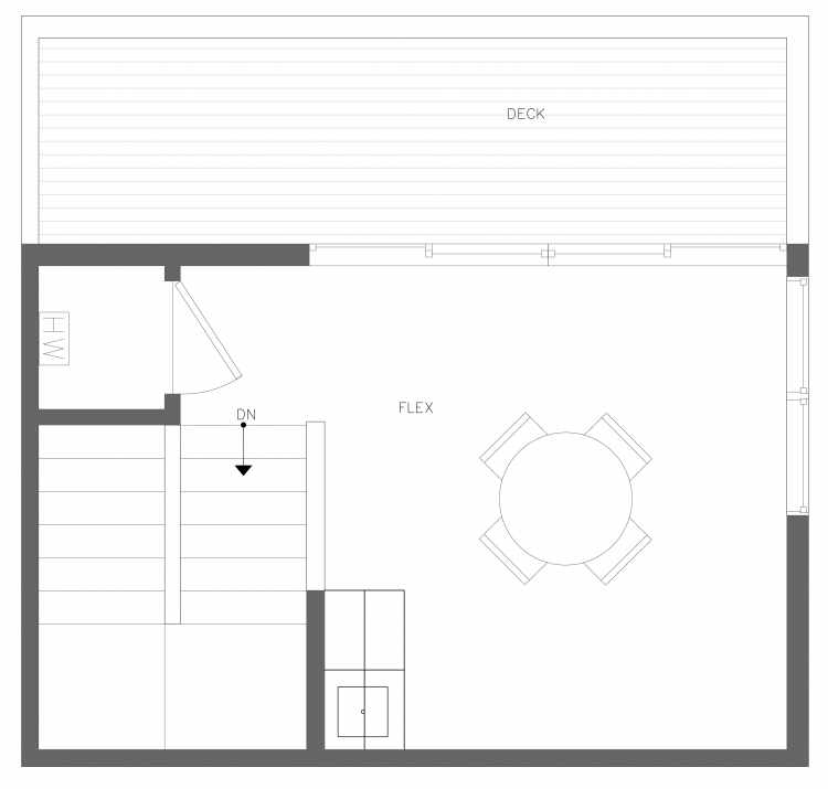 Roof Deck Floor Plan of 3408D 15th Ave W, One of the Arlo Townhomes in North Queen Anne