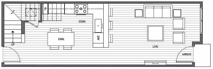 First Floor Plan of 3535 Wallingford Ave N in Lucca Townhomes by Isola Homes