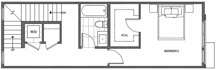 Second Floor Plan of 3535 Wallingford Ave N in Lucca Townhomes by Isola Homes