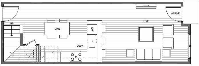 First Floor Plan of 3537 Wallingford Ave N in Lucca Townhomes by Isola Homes