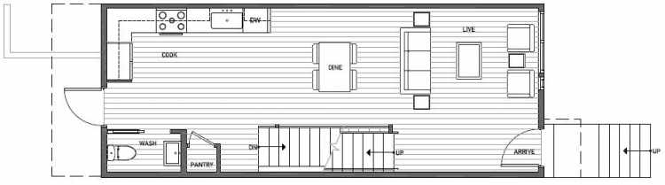 First Floor Plan of 3539 Wallingford Ave N in Lucca Townhomes by Isola Homes