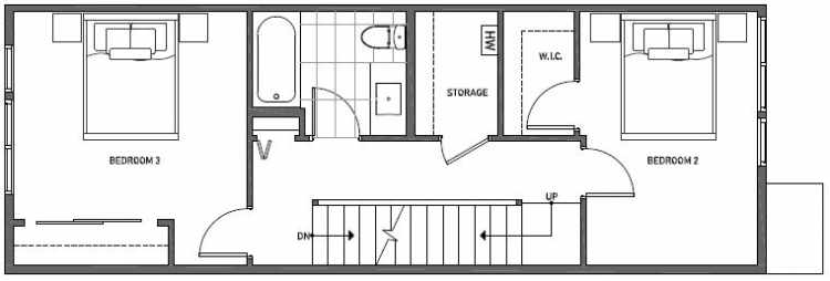 Second Floor Plan of 3539 Wallingford Ave N in Lucca Townhomes by Isola Homes