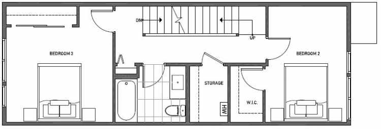 Second Floor Plan of 3541 Wallingford Ave N in Lucca Townhomes by Isola Homes