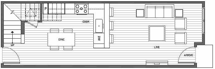 First Floor Plan of 3543 Wallingford Ave N in Lucca Townhomes by Isola Homes