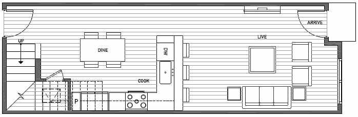 First Floor Plan of 3545 Wallingford Ave N in Lucca Townhomes by Isola Homes