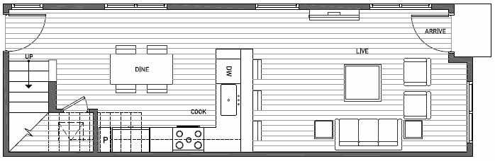 First Floor Plan of 3553 Wallingford Ave N in Lucca Townhomes by Isola Homes
