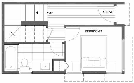 First Floor Plan of 3801 23rd Ave W, of the Walden Townhomes, by Isola Homes