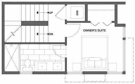 Third Floor Plan of 3801 23rd Ave W, of the Walden Townhomes, by Isola Homes