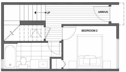 First Floor Plan of 3803 23rd Ave W, of the Walden Townhomes, by Isola Homes