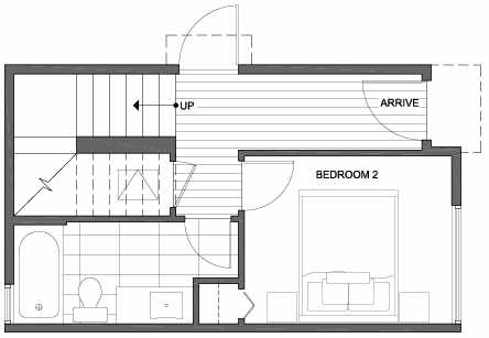 First Floor Plan of 3805 23rd Ave W, of the Walden Townhomes, by Isola Homes