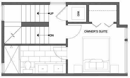 Third Floor Plan of 3805 23rd Ave W, of the Walden Townhomes, by Isola Homes