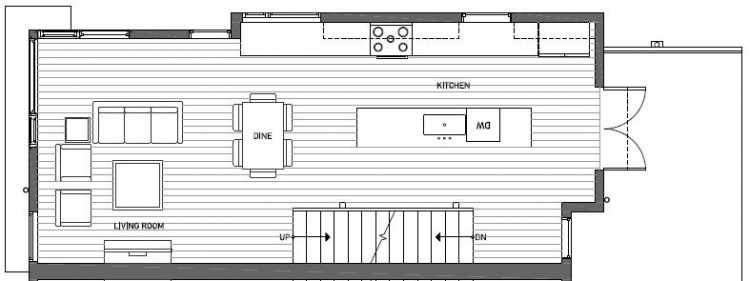 Second Floor Plan of 410B at Oncore Townhomes in Capitol Hill