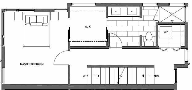 Third Floor Plan of 410B at Oncore Townhomes in Capitol Hill