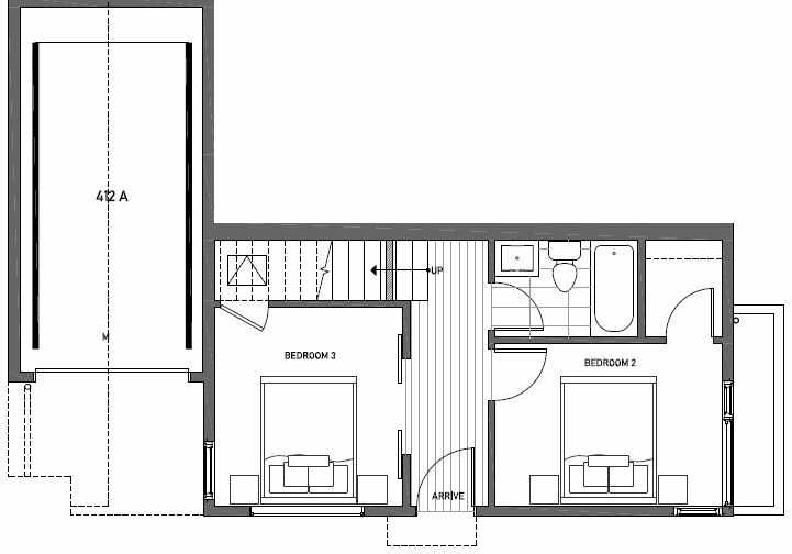First Floor Plan of 412A at Oncore Townhomes in Capitol Hill