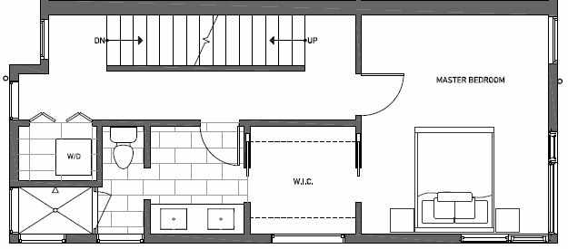 Third Floor Plan of 412A at Oncore Townhomes in Capitol Hill