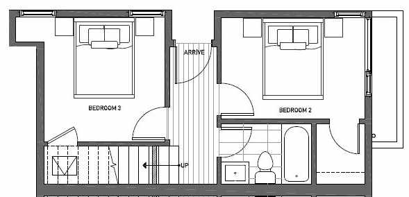 First Floor Plan of 412B at Oncore Townhomes in Capitol Hill