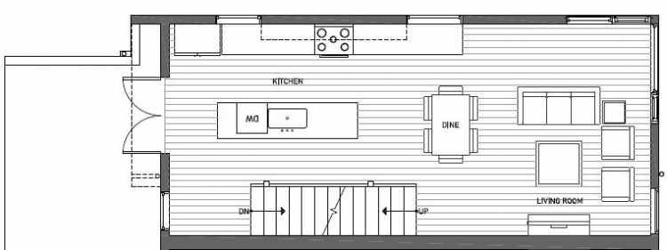 Second Floor Plan of 412B at Oncore Townhomes in Capitol Hill