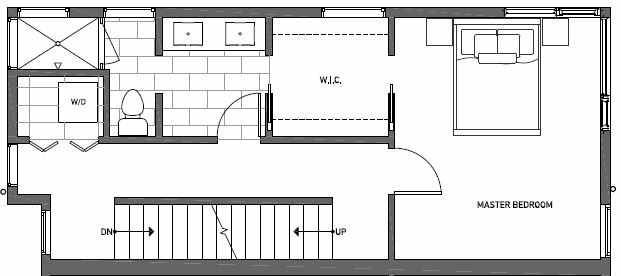 Third Floor Plan of 412B at Oncore Townhomes in Capitol Hill