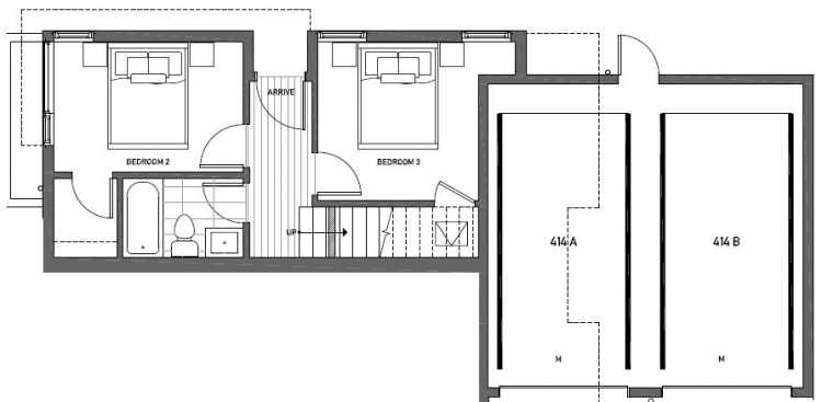 First Floor Plan of 414B at Oncore Townhomes in Capitol Hill