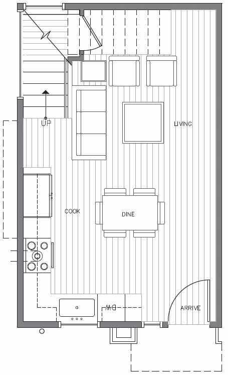 First Floor Plan at 418B 10th Ave E of the Core 6.2 Townhomes in Capitol Hill