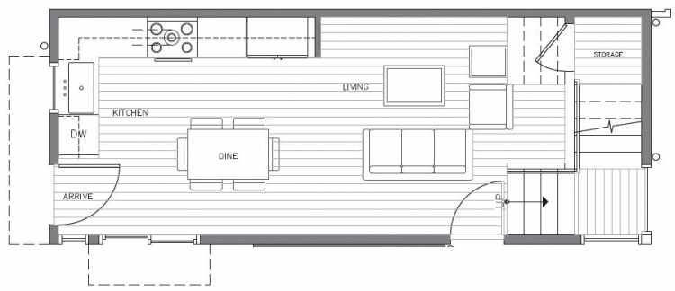 First Floor Plan at 418E 10th Ave E of the Core 6.2 Townhomes in Capitol Hill