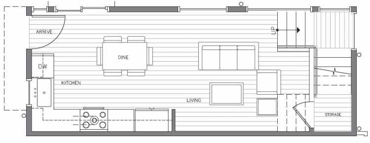 First Floor Plan at 418F 10th Ave E of the Core 6.2 Townhomes in Capitol Hill